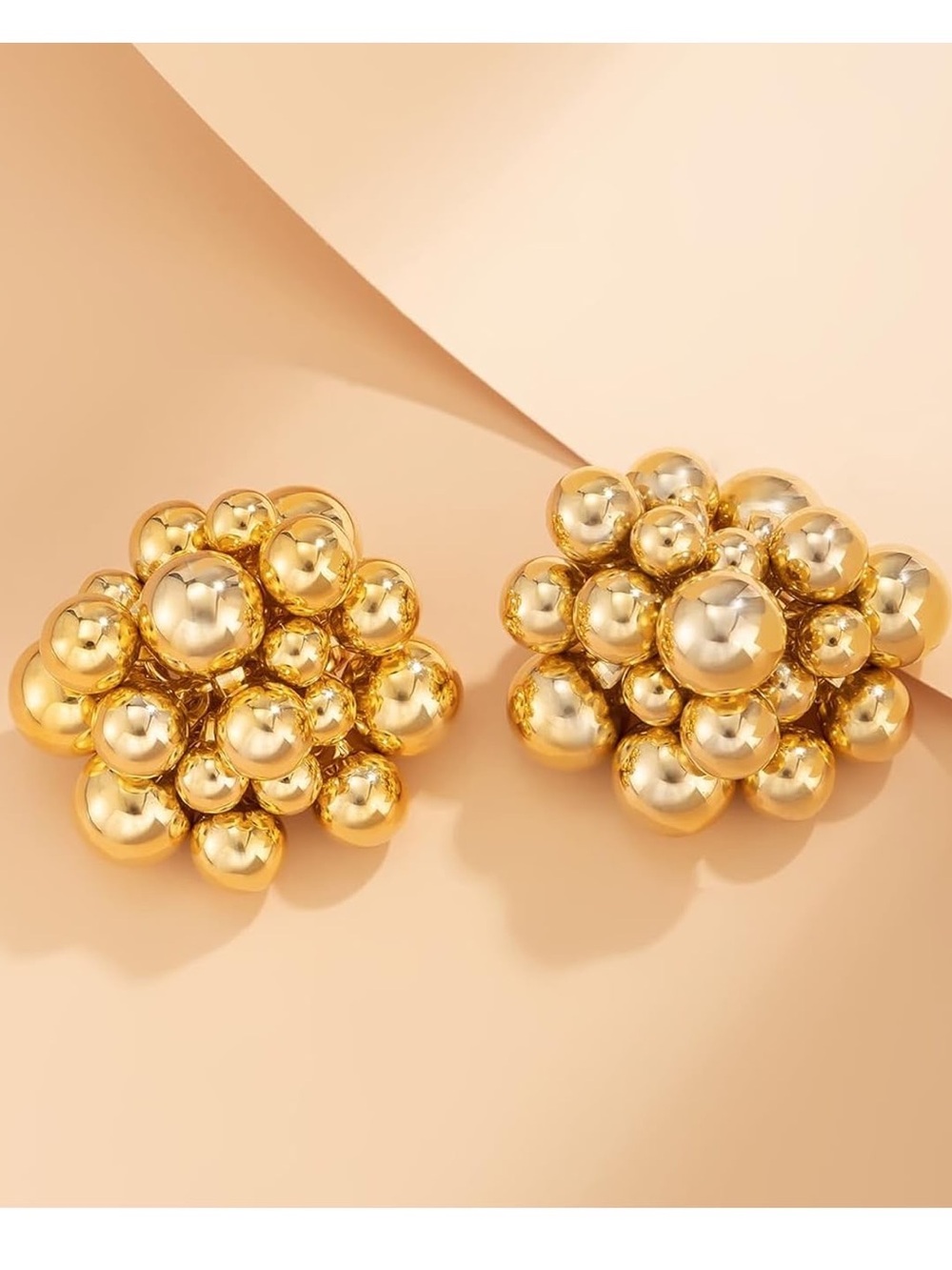 Anthropologie Shimmering Gold Tone Cluster Bubble Stud Earrings
